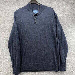 FAIRLANE 100% Merino‎ Wool Quarter Zip Sweater Men's Large Blue Heathered